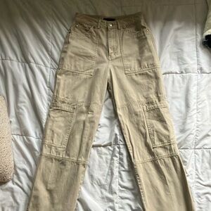 FOREVER 21 tan high rise straight leg jeans